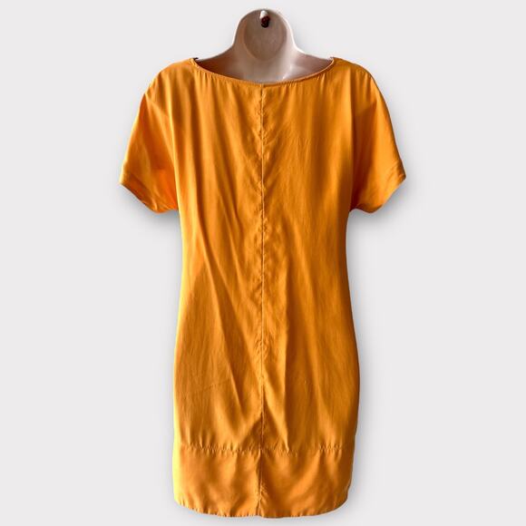 Banana Republic Braided Front Silk Tunic Dress, Size S, Yellow Orange - Picture 2 of 10